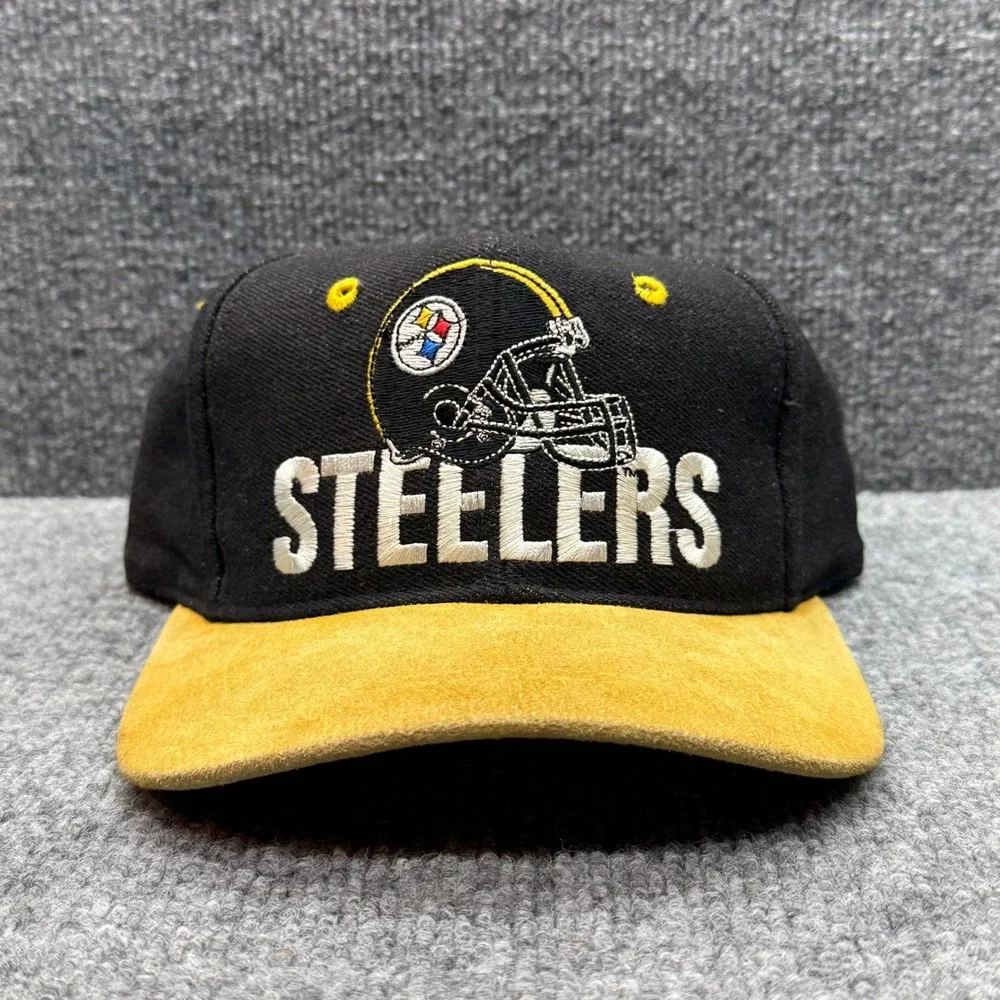 Vintage Pittsburgh Steelers Snapback Hat Universal Industries Black Gold NFL Cap